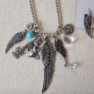 Paco Designs Jewelry - Antique Silver Angel Wing Necklace and Earring Set Paco Designs Jewelry - Antique Silver Angel Wing Necklace and Earring Set